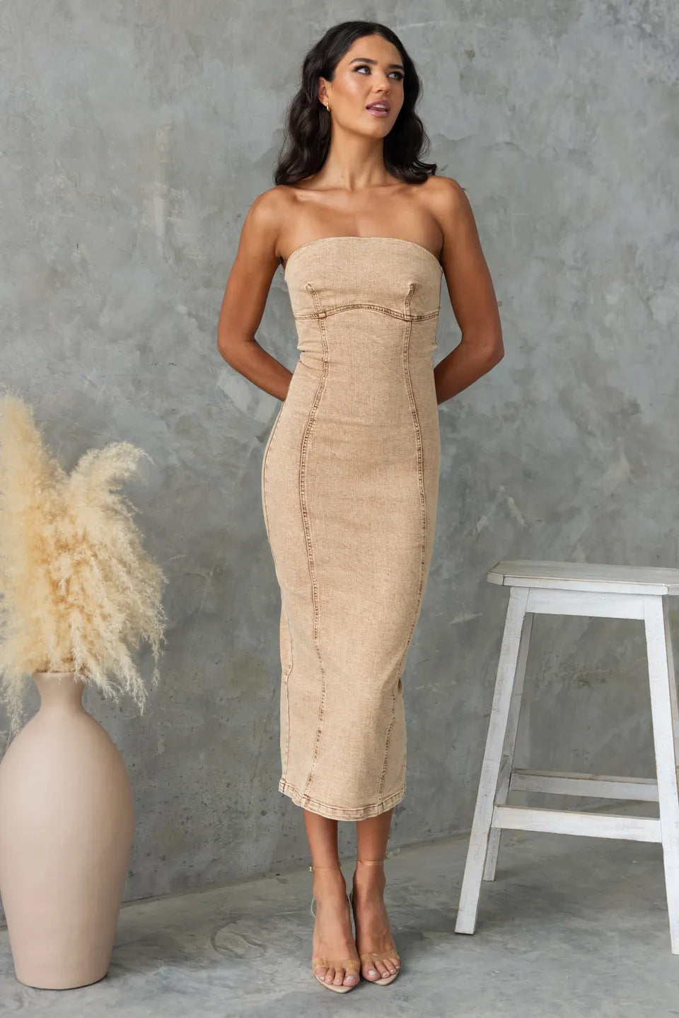 Elowen | Strapless Denim Dress