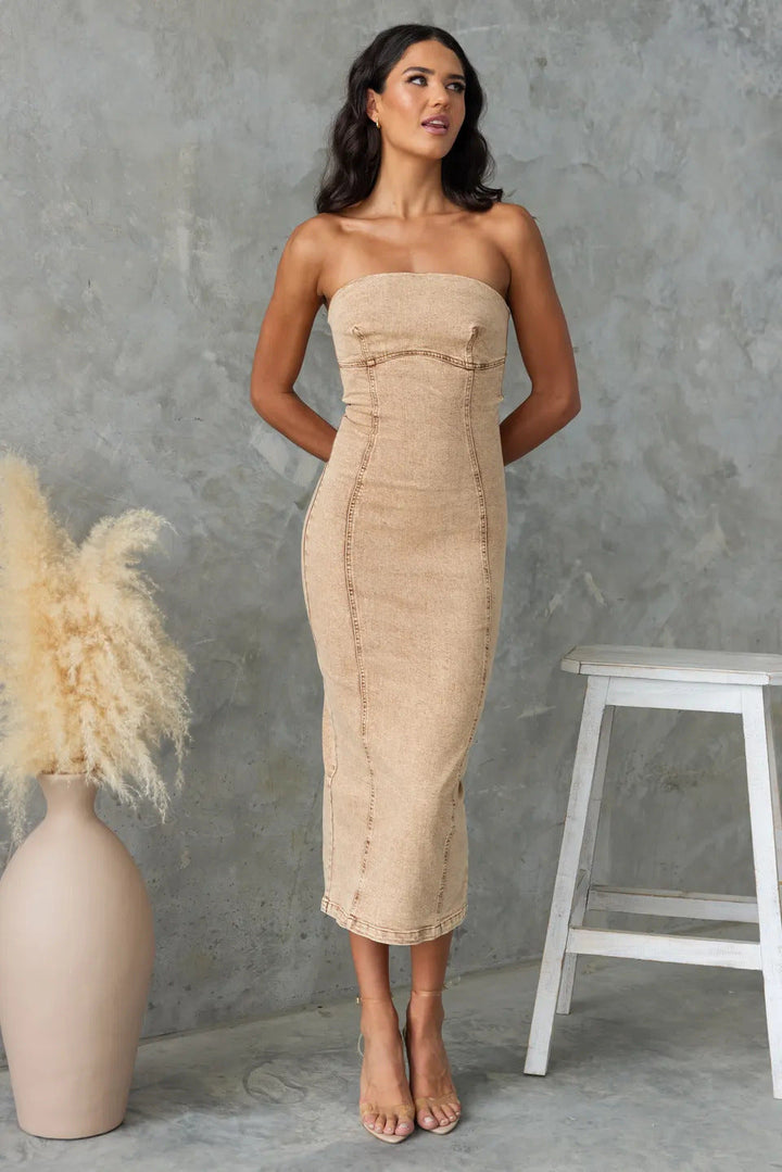 Elowen | Strapless Denim Dress