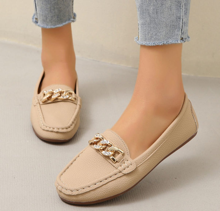 Monica Secrets | Flat Diamond Buckle Loafers