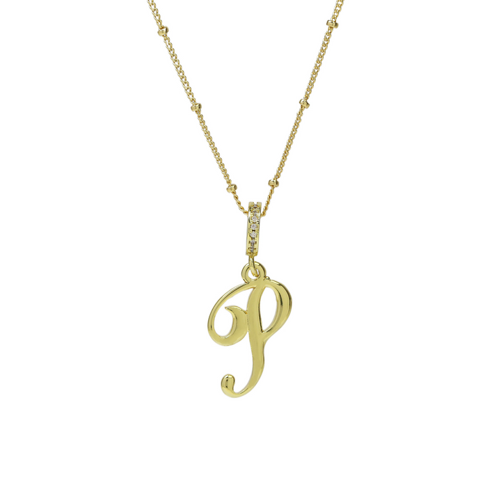 Elegant Cursive Font Satellite Chain Initial Necklace
