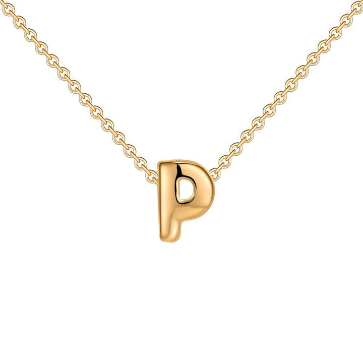 Dainty Bubble Letter Initial Necklace