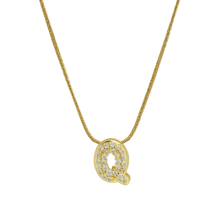 Diamond Bubble Letter Initial Necklace