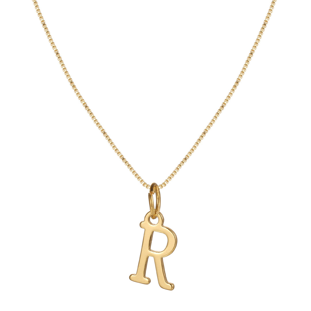 14k Minimal Serif Initial Necklace