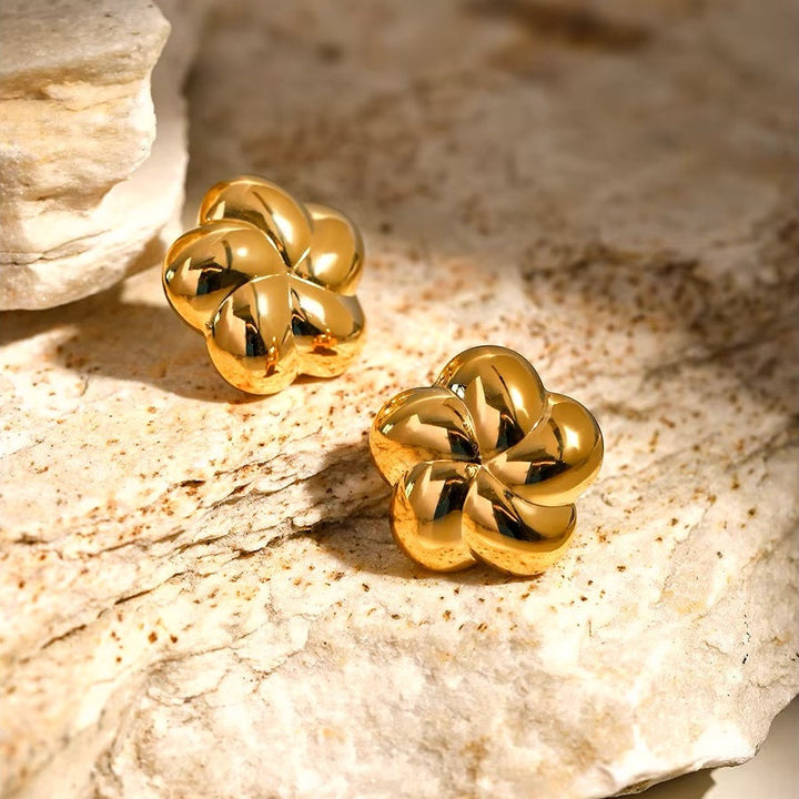 Spiral Bubble Floral Stud Earrings
