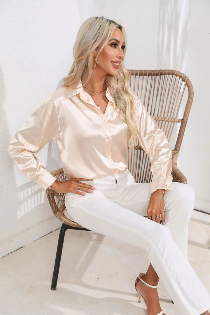 Calista | Satin Long Sleeve Blouse