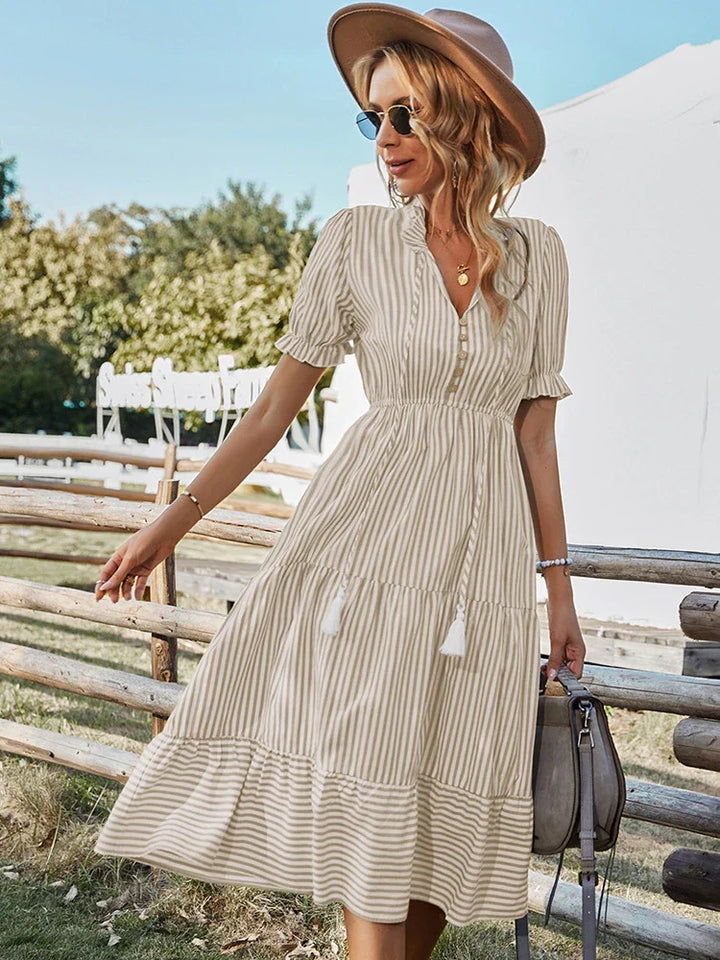 Anya | Striped Midi Dress