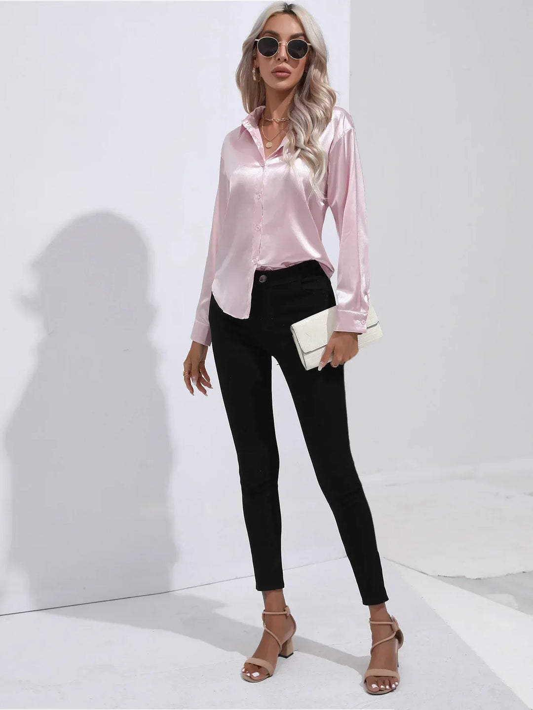 Calista | Satin Long Sleeve Blouse