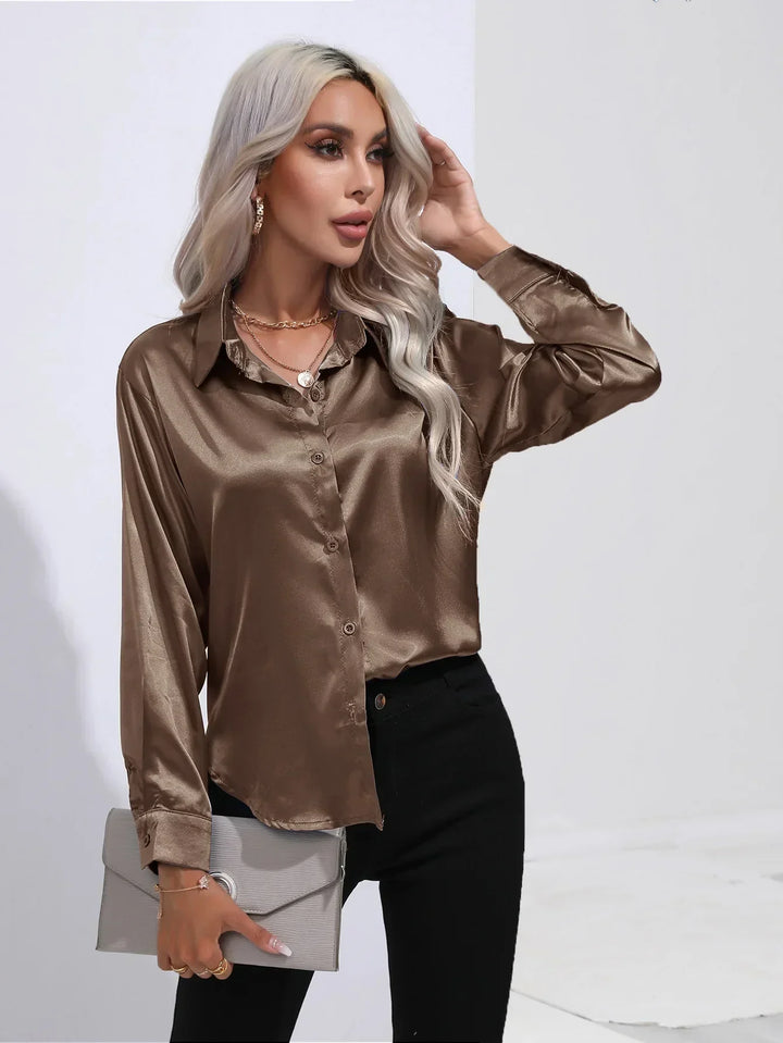 Calista | Satin Long Sleeve Blouse