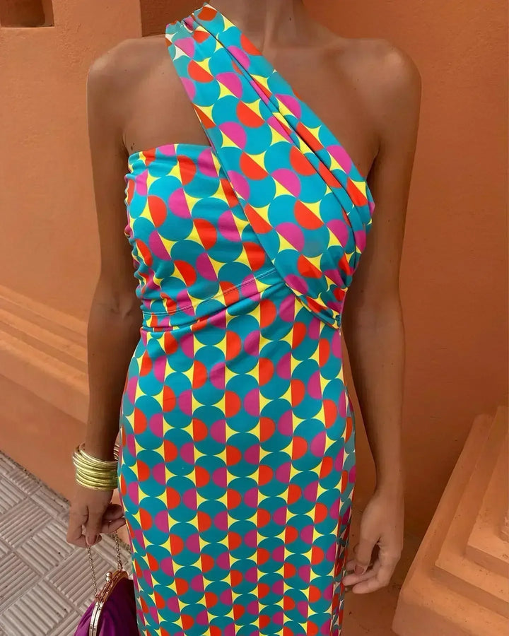 Monica Secrets | Off-Shoulder Midi Dress In Oceanfall