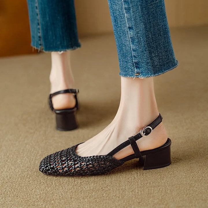 Lila | Woven Leather Heels
