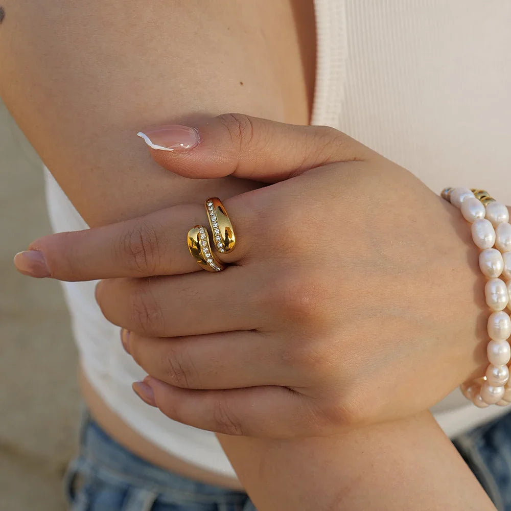 Chunky Diamond Accented Wrap Ring