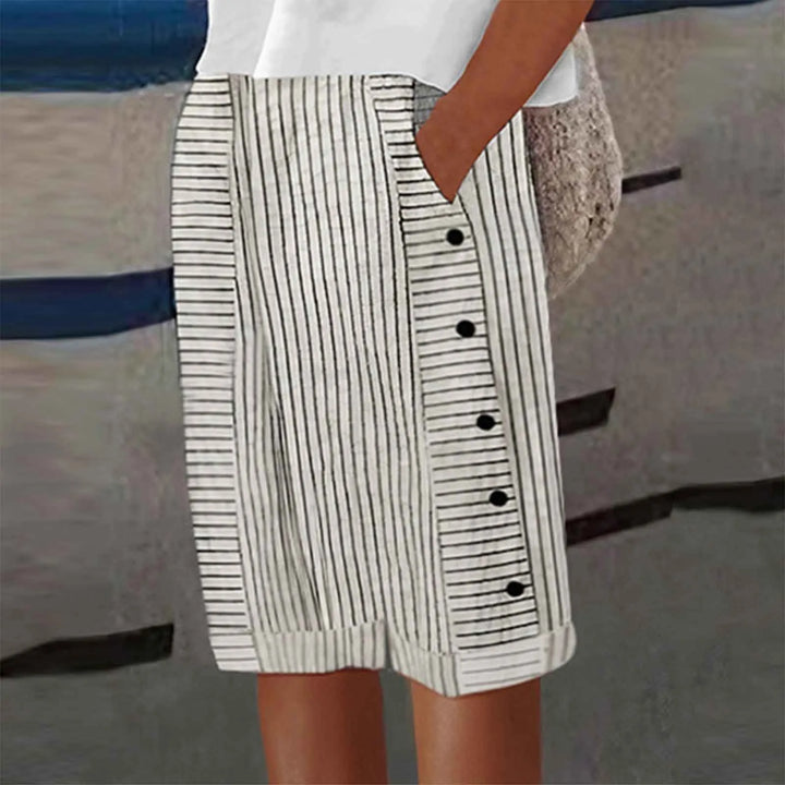 Lila | Striped Button Shorts