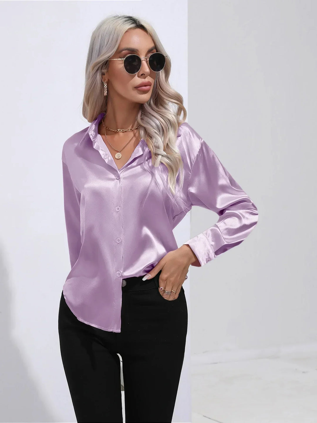 Calista | Satin Long Sleeve Blouse