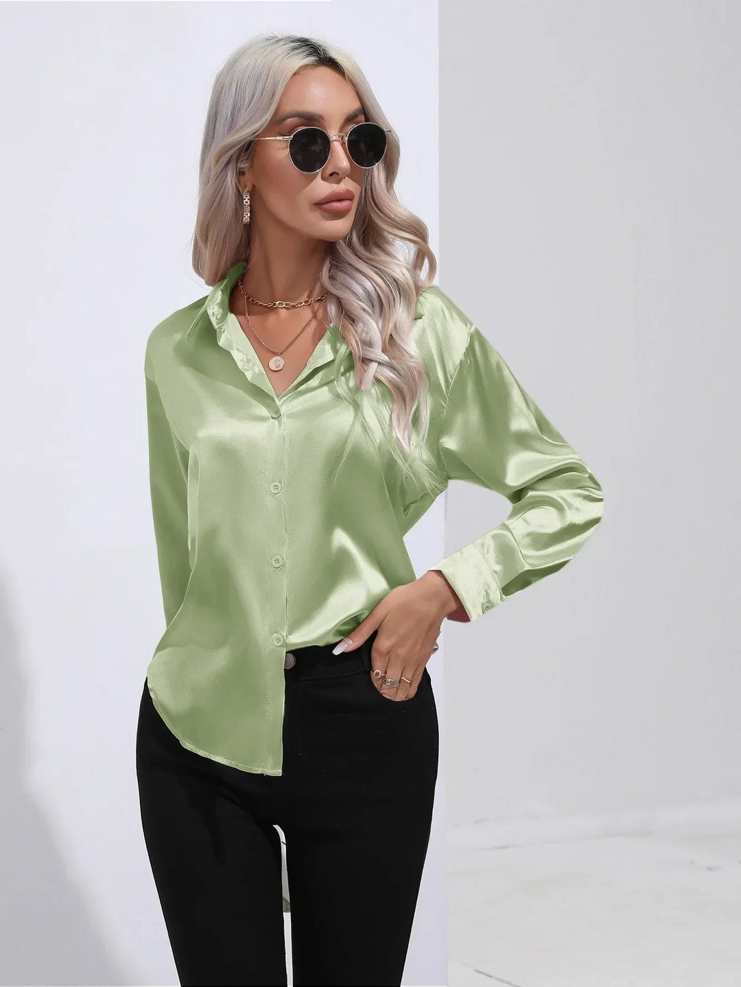 Calista | Satin Long Sleeve Blouse