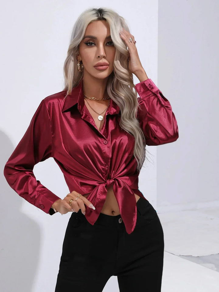 Calista | Satin Long Sleeve Blouse