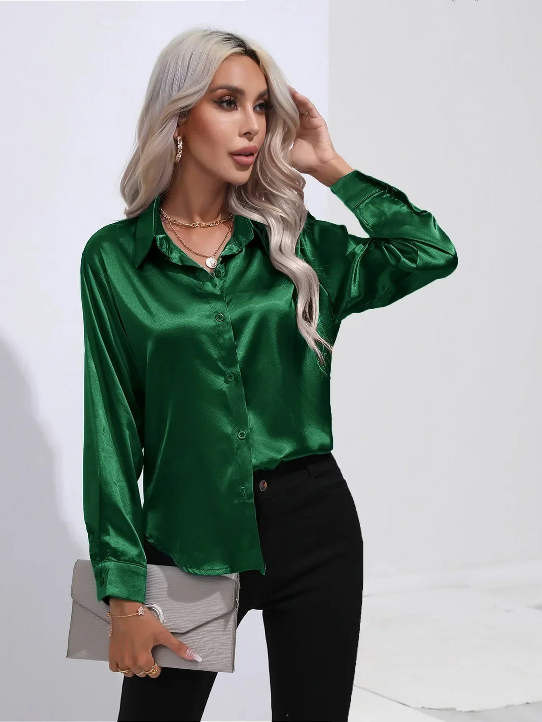 Calista | Satin Long Sleeve Blouse