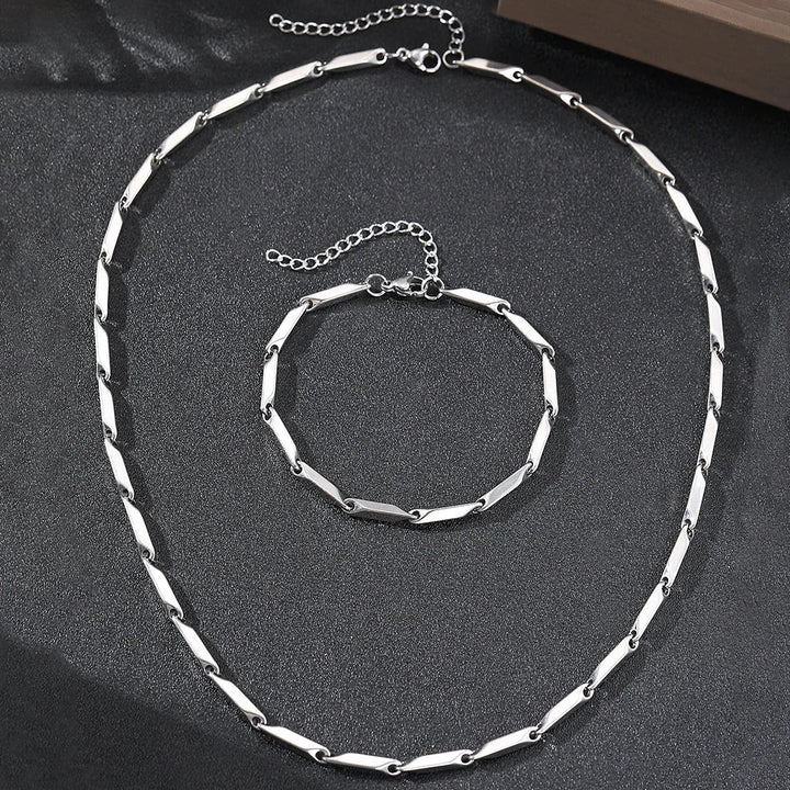 Modern Geometric Chain Necklace and Bracelet Set