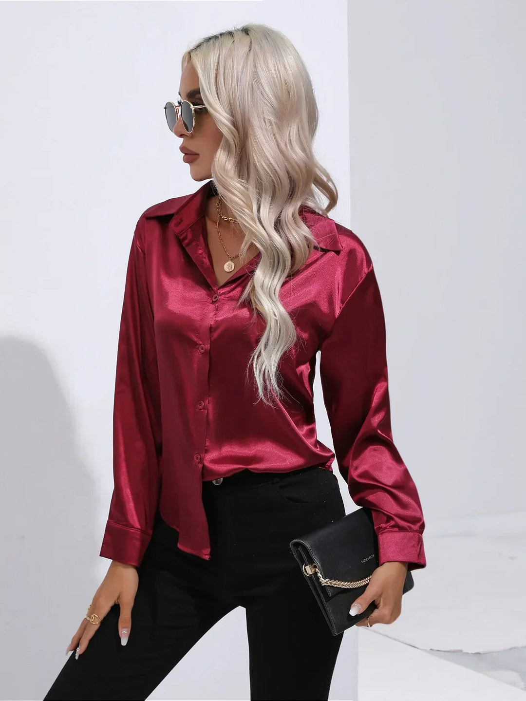 Calista | Satin Long Sleeve Blouse