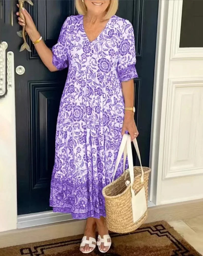 Cassandra | Floral V-Neck Dress