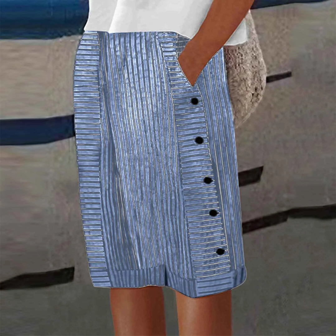 Lila | Striped Button Shorts
