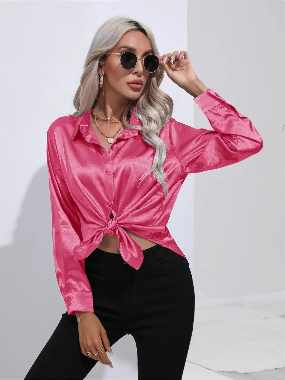 Calista | Satin Long Sleeve Blouse