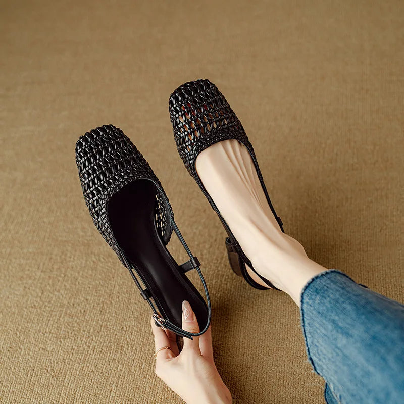 Lila | Woven Leather Heels