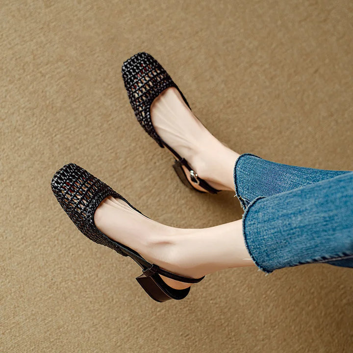 Lila | Woven Leather Heels