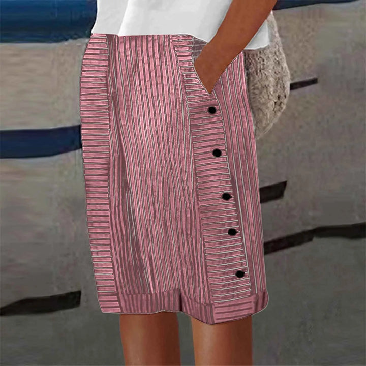 Lila | Striped Button Shorts