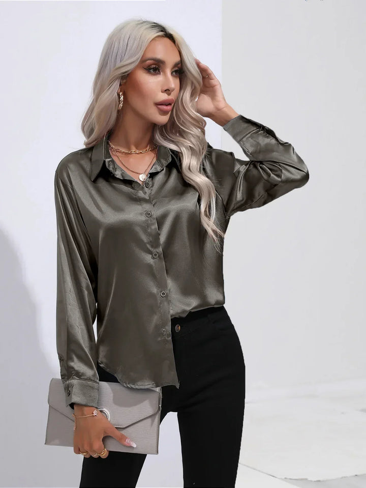 Calista | Satin Long Sleeve Blouse