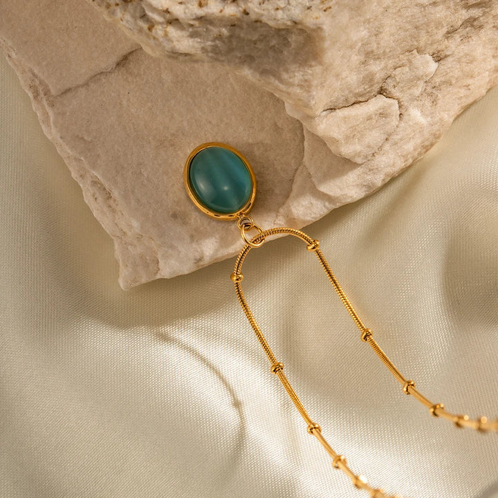 18k Blue Opal Satellite Chain Necklace