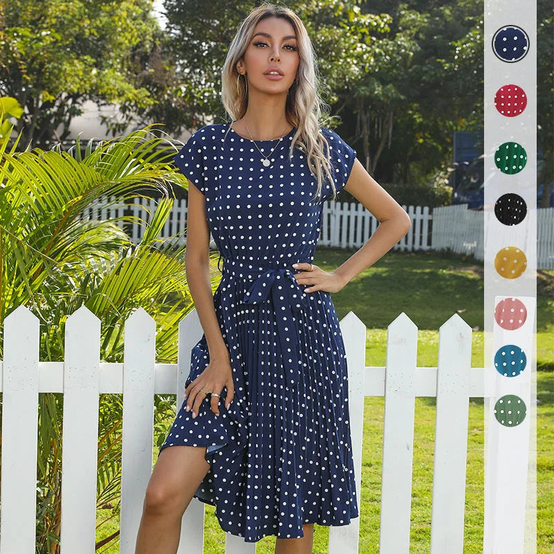 Monica Secrets | Floral Dress With Polka Dot Accents