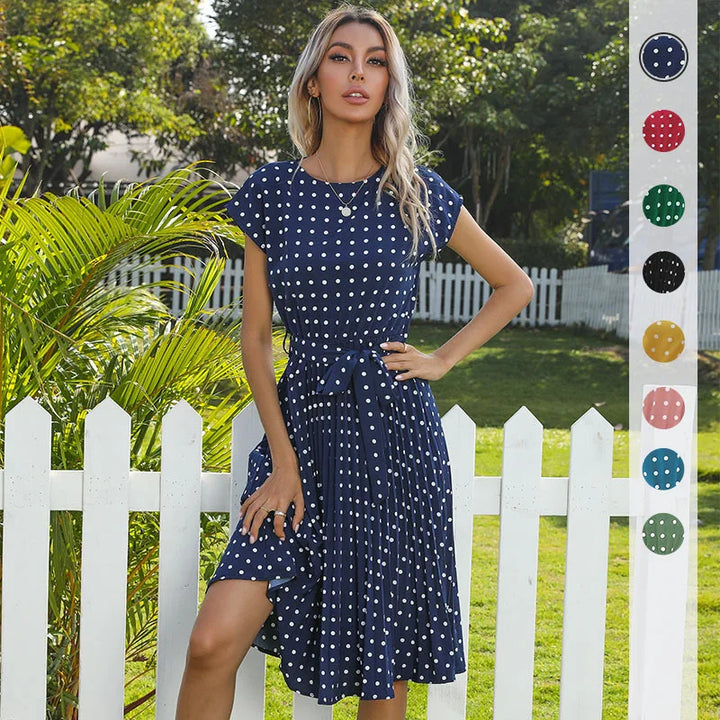 Monica Secrets | Floral Dress With Polka Dot Accents