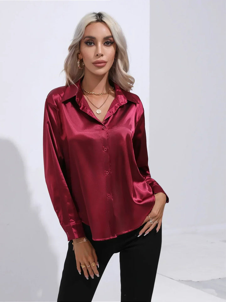 Calista | Satin Long Sleeve Blouse