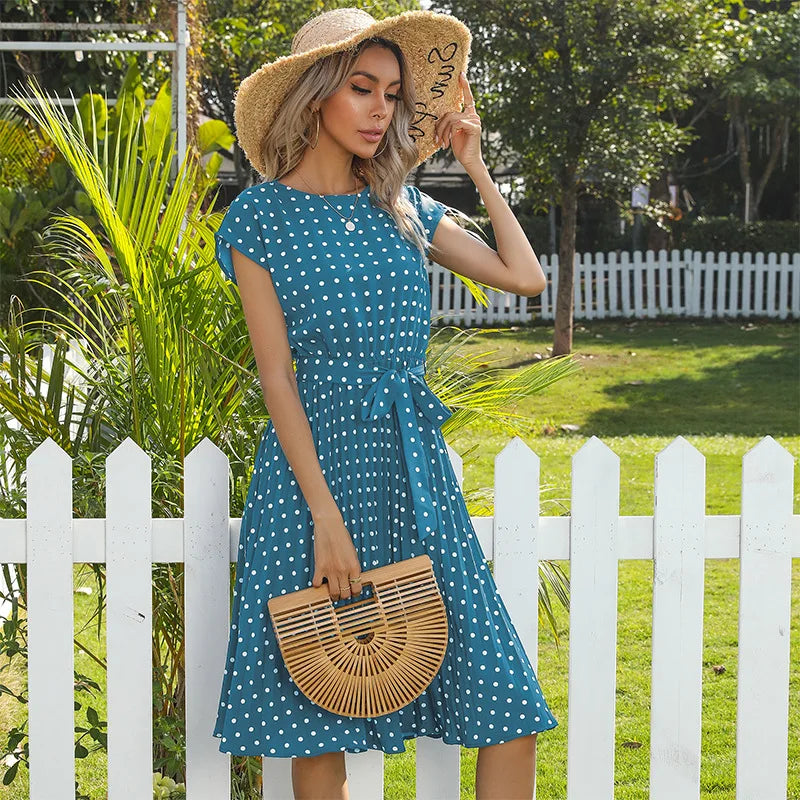 Monica Secrets | Floral Dress With Polka Dot Accents