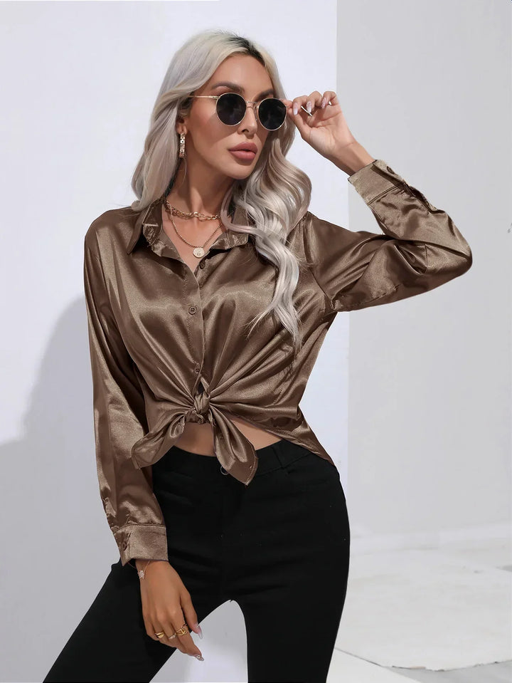 Calista | Satin Long Sleeve Blouse