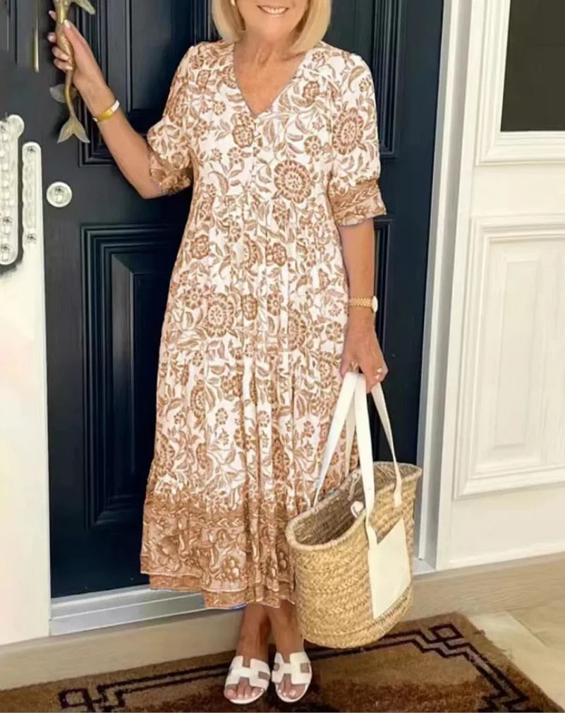 Cassandra | Floral V-Neck Dress