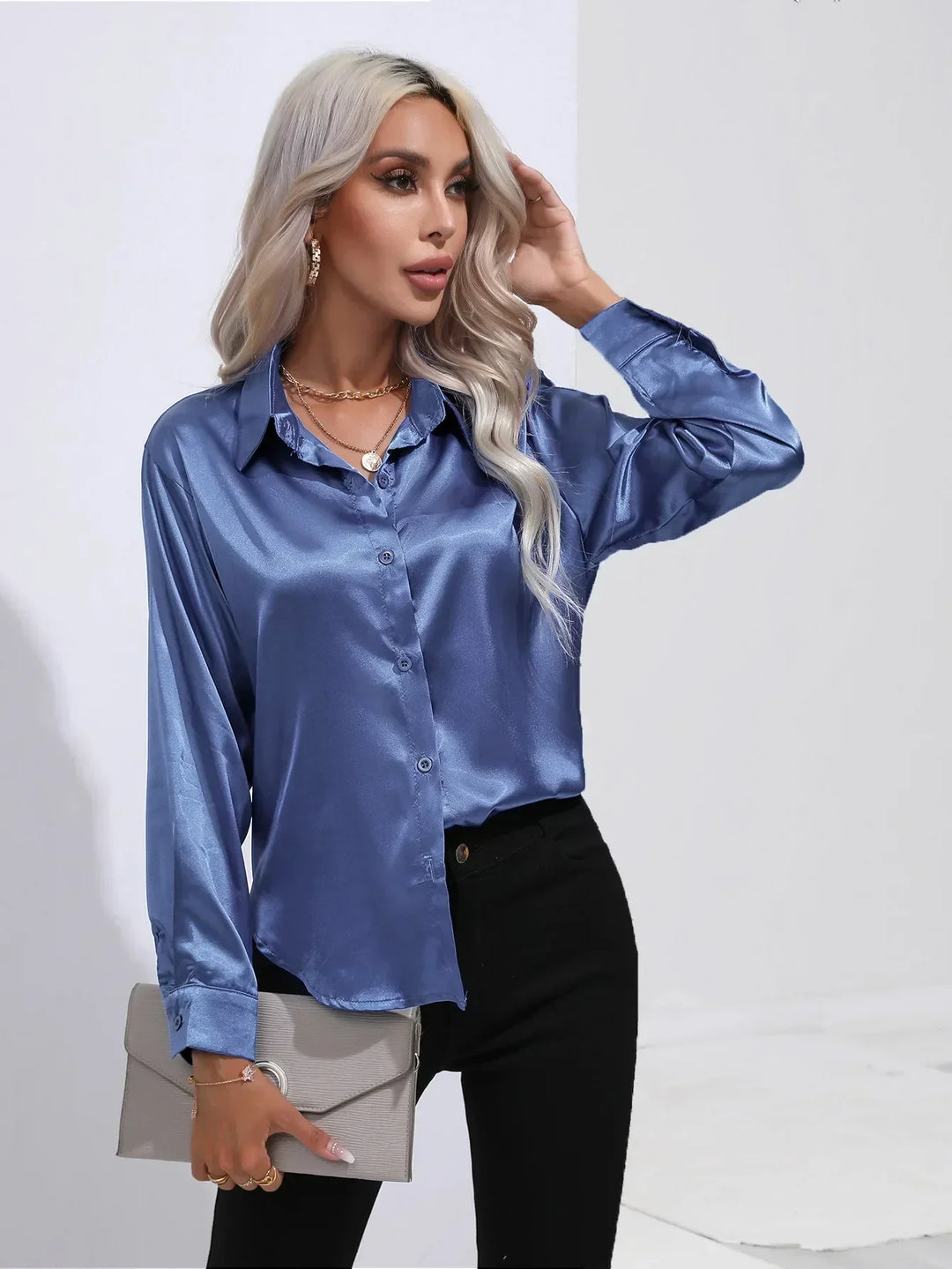 Calista | Satin Long Sleeve Blouse