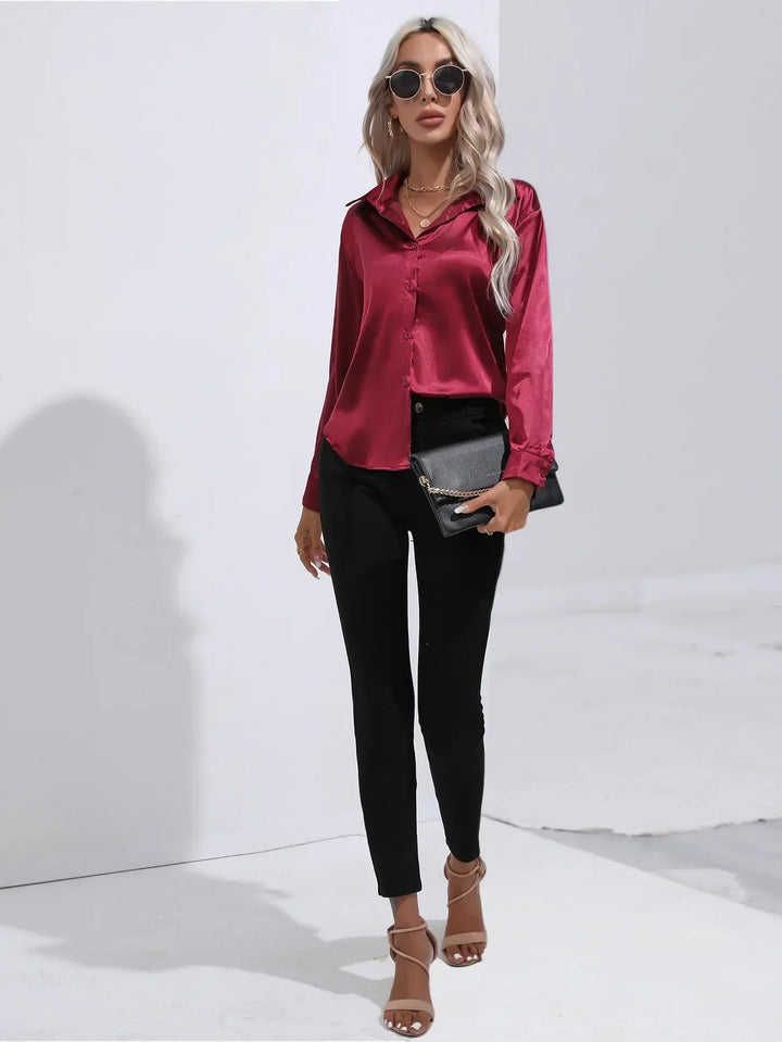 Calista | Satin Long Sleeve Blouse