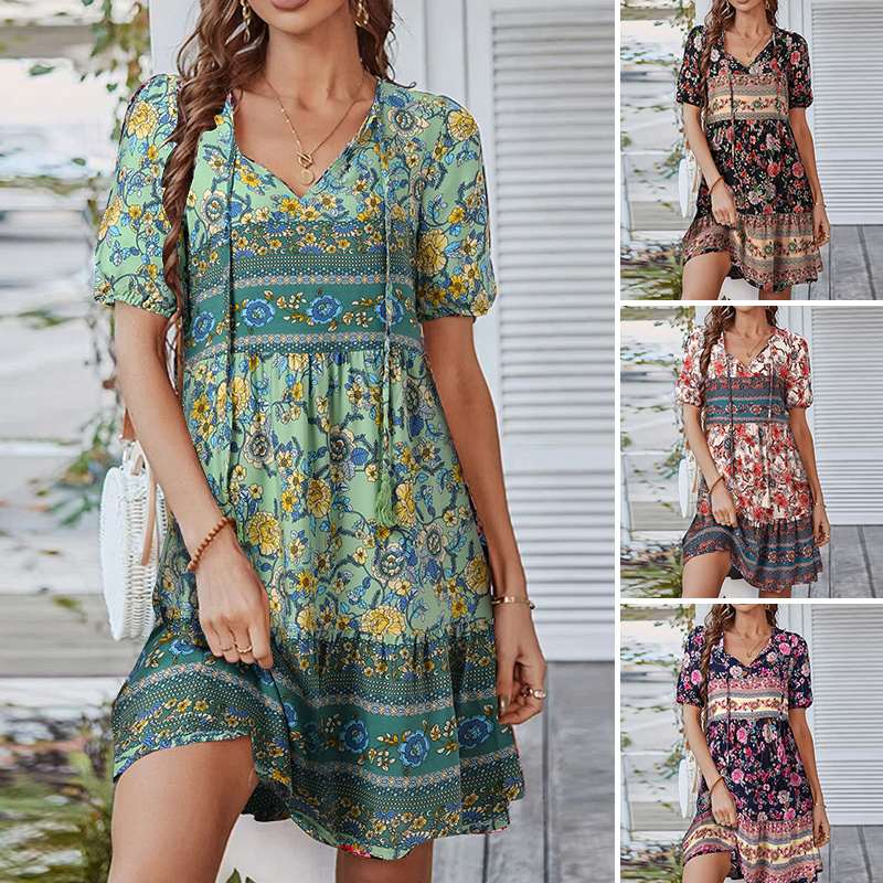 Evelyn | Bohemian Short Sleeve Dress