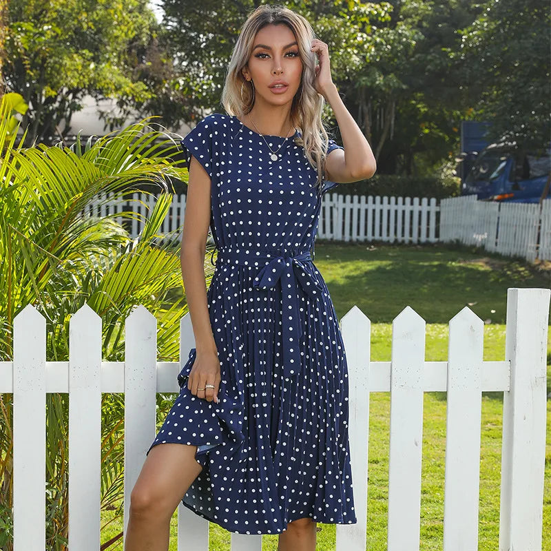 Monica Secrets | Floral Dress With Polka Dot Accents