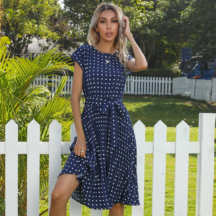 Monica Secrets | Floral Dress With Polka Dot Accents