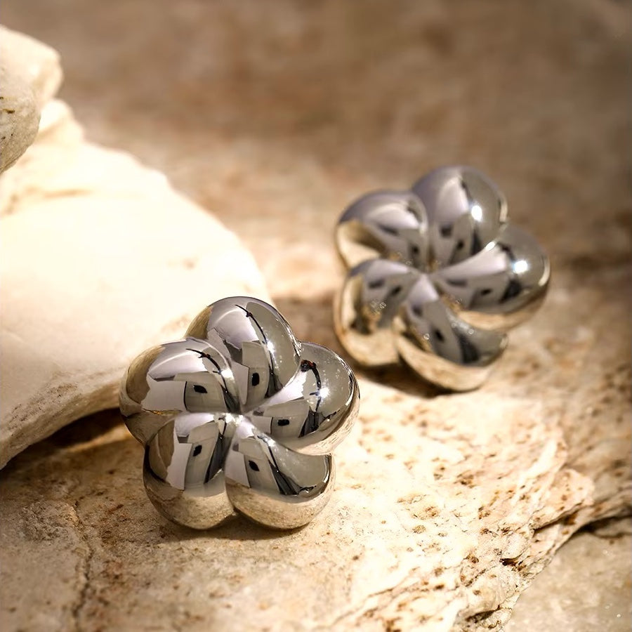 Spiral Bubble Floral Stud Earrings