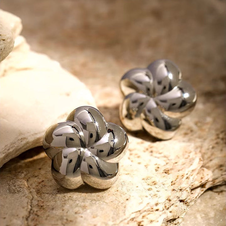 Spiral Bubble Floral Stud Earrings
