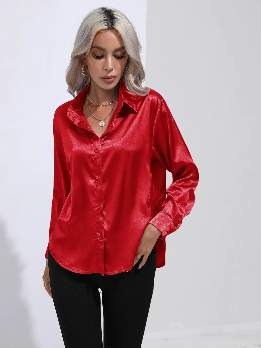 Calista | Satin Long Sleeve Blouse