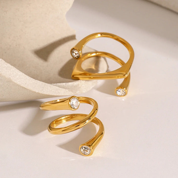 Asymmetrical Triple Wrap Diamond Tip Rings