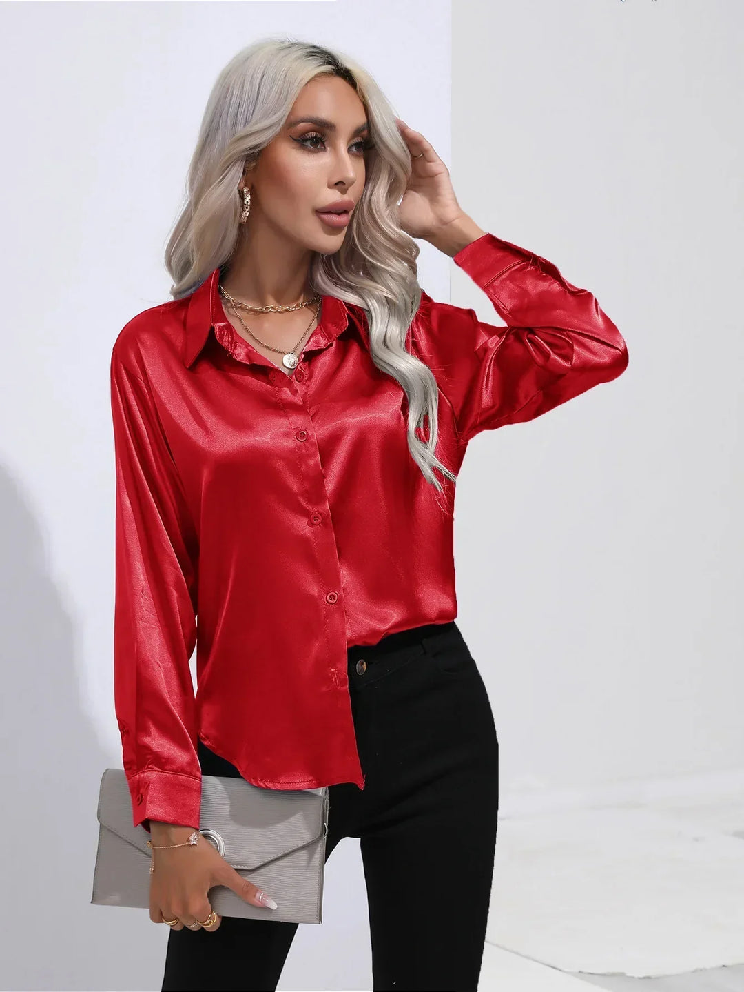 Calista | Satin Long Sleeve Blouse