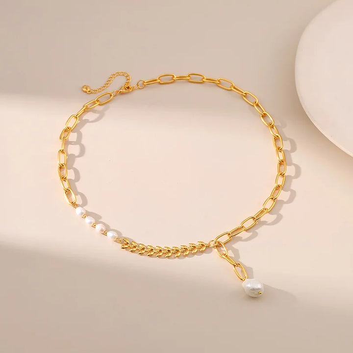 18k Minimal Mix Chain Lariat Necklace
