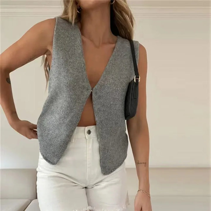 Monica Secrets | Grey Sleeveless Vest Top