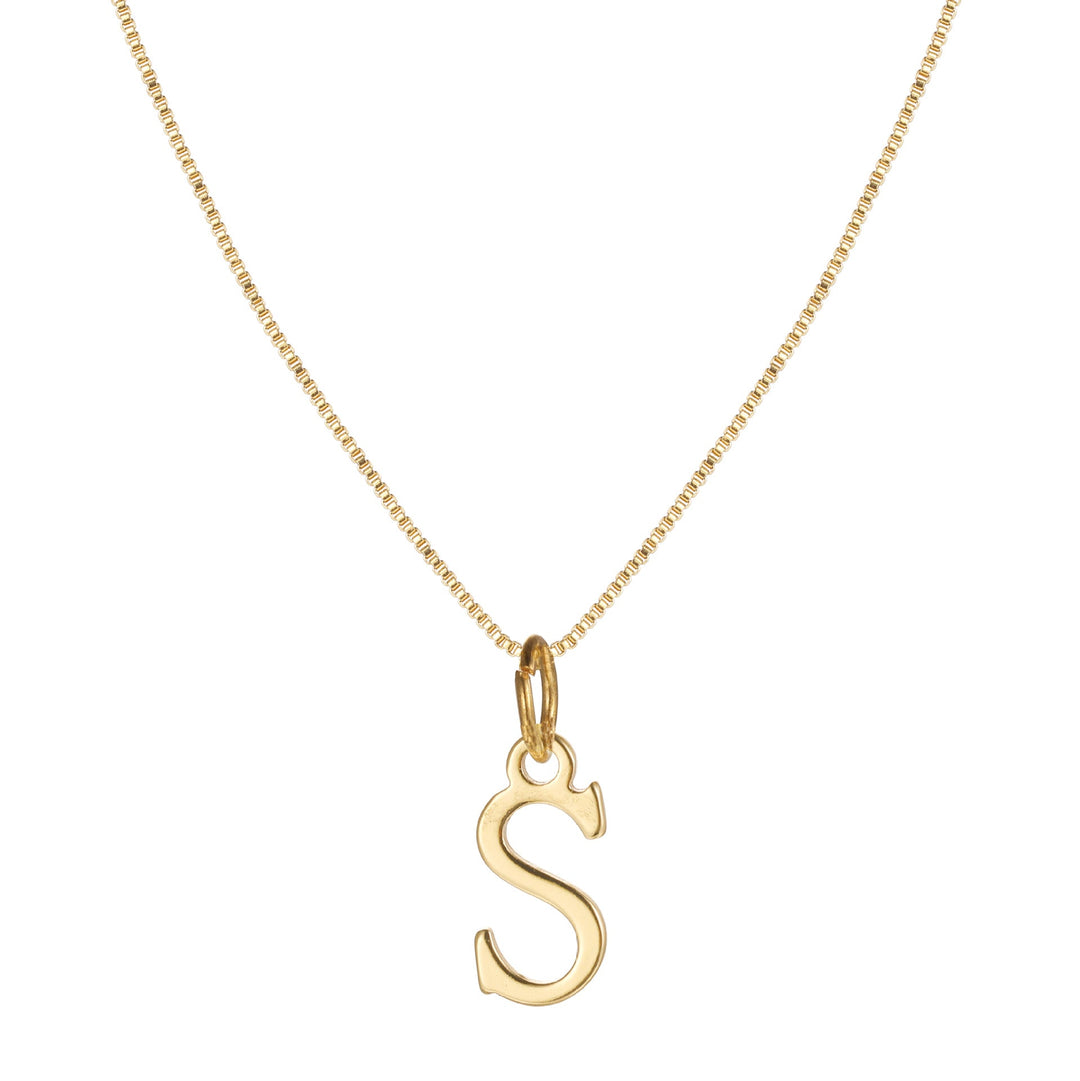 14k Minimal Serif Initial Necklace