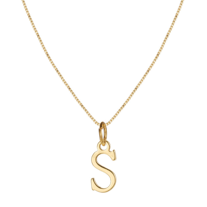 14k Minimal Serif Initial Necklace